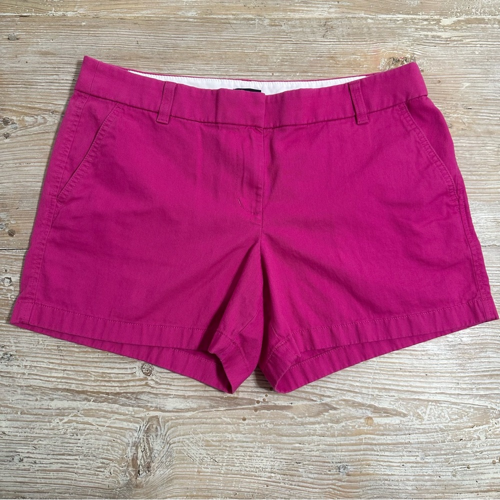 J. Crew Women's Chino Shorts Azalea Pink Cotton 4.5” Preppy Stretch Sz 12